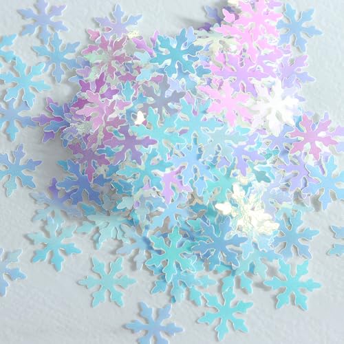 LannuMet 2000 Pack Iridescent Snowflake Confetti 9mm for Winter Decorations & Crafts