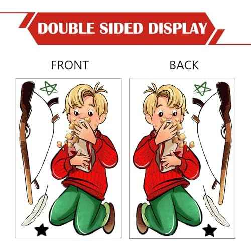 Yovkky Merry Christmas Home Alone Window Clings 9 Sheets, Xmas Kevin Battle Plan Thief 2026 New Year Stickers Decals Decor, Stocking Fan Iron Winter Holiday Home Kitchen Decorations