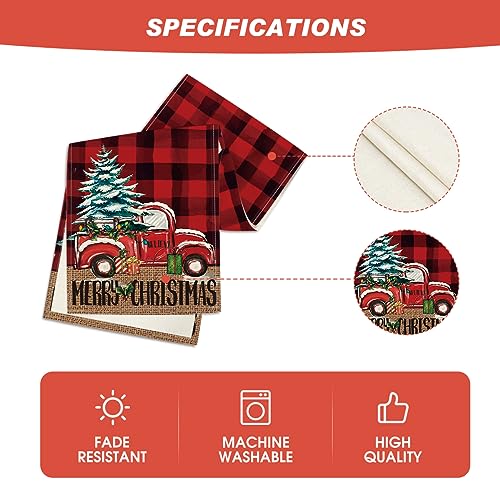 Artoid Mode Christmas Tree Truck Table Runner 13x72 Inch Red & Black Home Decor