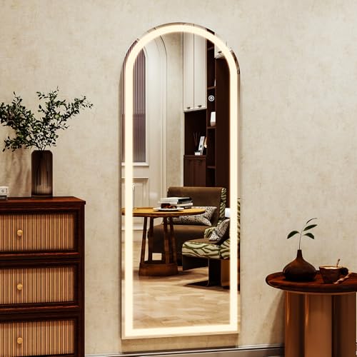 XRAMFY LED White Arched Full Length Mirror - 21“ x 64” Adjustable