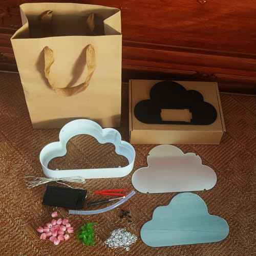 DIY Tulip Night Light,Cloud Tulip Mirror Night Light,LED Handmade Simulated Tulip Table Lamp,Room Desktop Decor for Teen Girls,Tulip lamp for Bedroom (Pink)