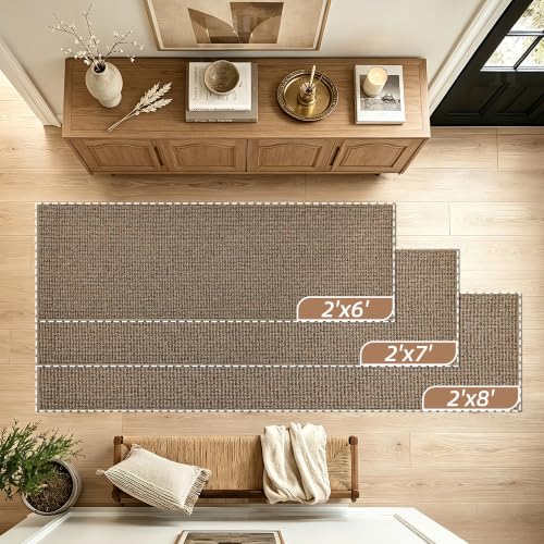 2x6 Hallway Runner Rug - Non-Slip Washable Taupe Carpet - Durable Low Profile Floor Mat