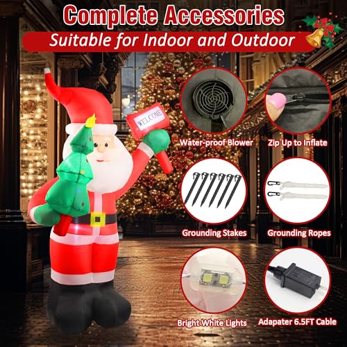 6ft Santa & 5ft Snowman Christmas Inflatable Outdoor Decorations Waterproof