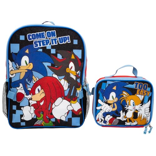 AI ACCESSORY INNOVATIONS Sonic The Hedgehog 2-Piece School Backpack & Lunch Box Set for Boys & Girls