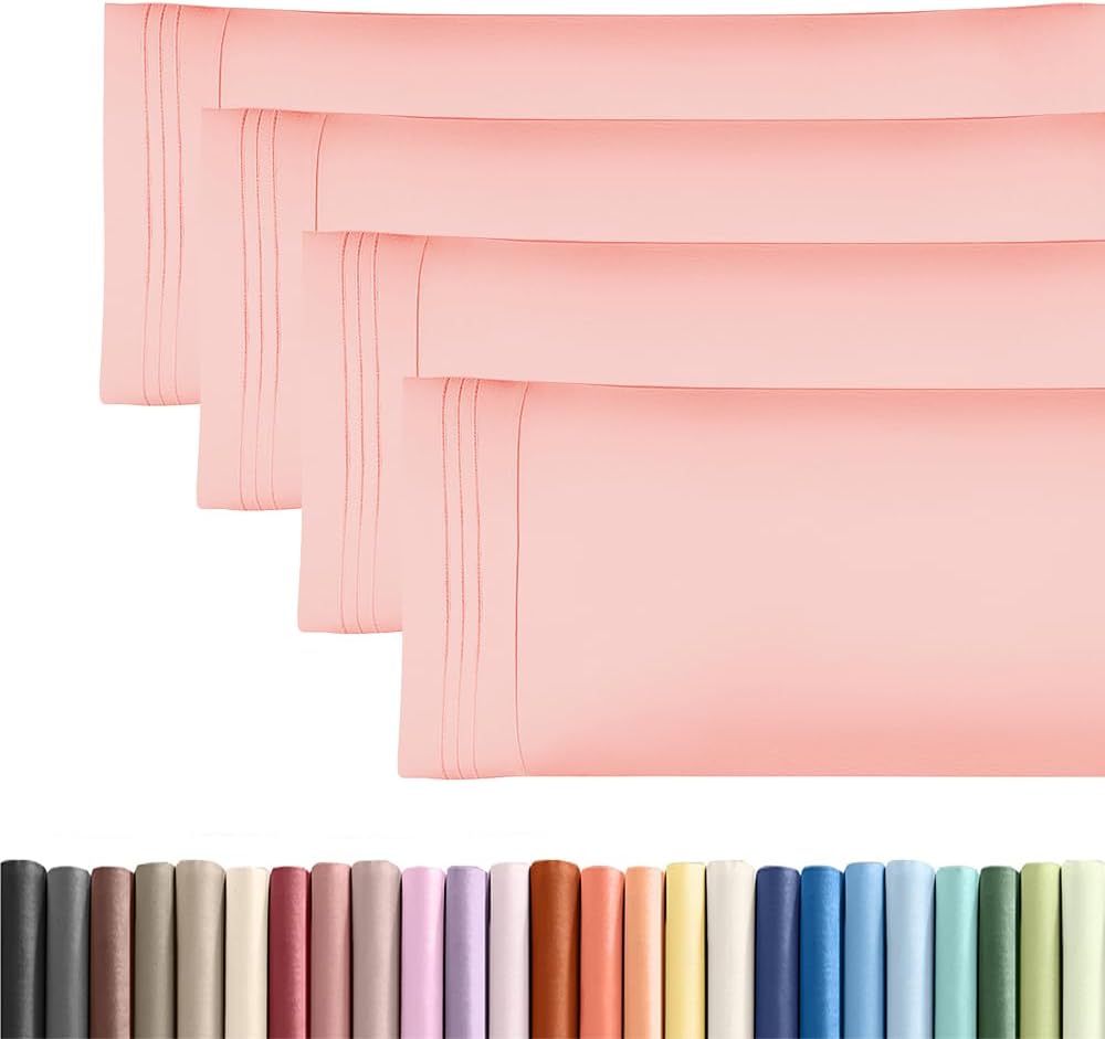 Skiennix Body Pillowcases Set of 4 | Soft, Breathable 20x54 Long Pillow Covers - Comfy & Fade-Free - Machine Washable (Baby Pink)