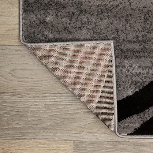 Rugshop Wavy Circles Jute Backing Living Room Bedroom Round Rug Gray