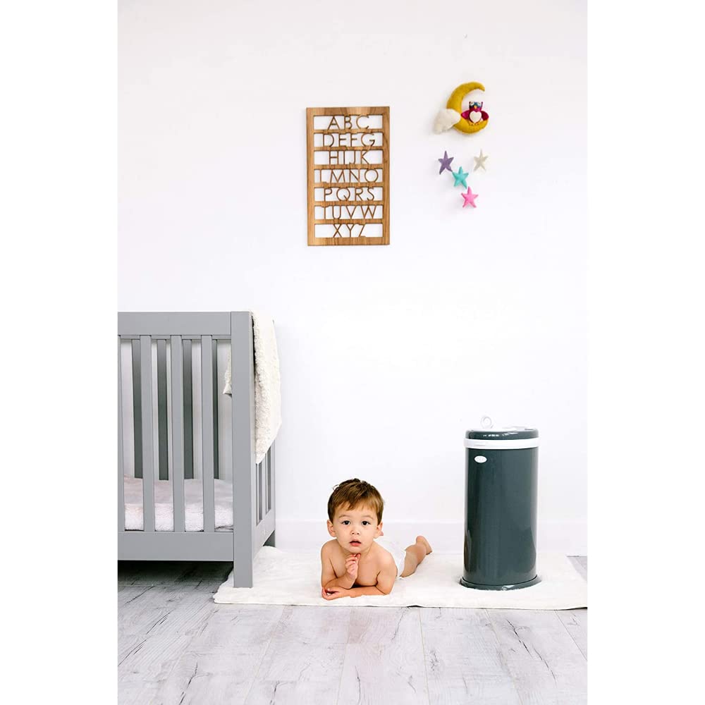 Ubbi Steel Diaper Pail - Odor Locking Design | No Special Bag Required | Award-Winning Slate Color