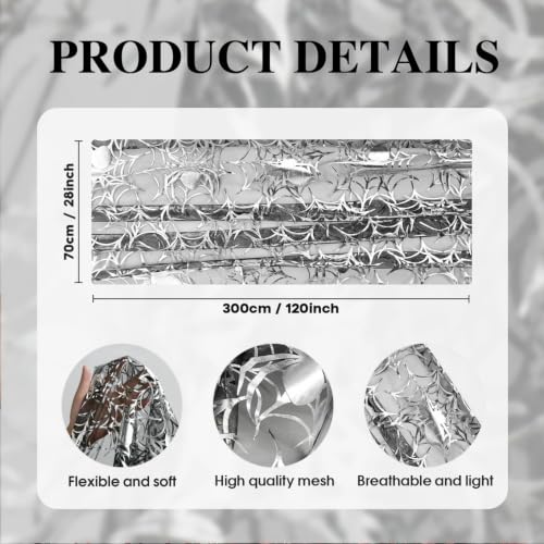 Artoid Mode 6PCS Silver Spider Web Gauze Table Runner 120 Inch 10FT,