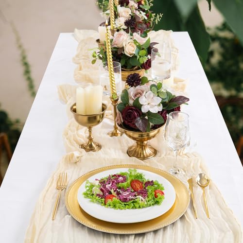 24Pcs Round Gold Charger Plates 13'' - Elegant Plastic Tableware for Weddings & Events