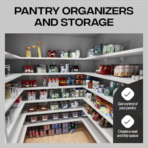 8 Pack Clear Plastic Storage Bins - Pantry & Home Organization Containers