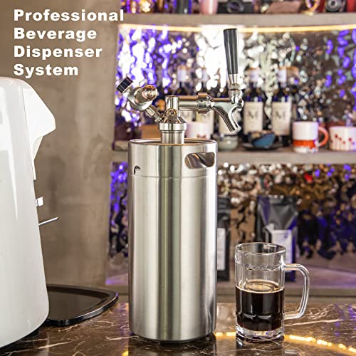 128oz Stainless Steel Mini Keg Growler with Pressurized Home Beer System