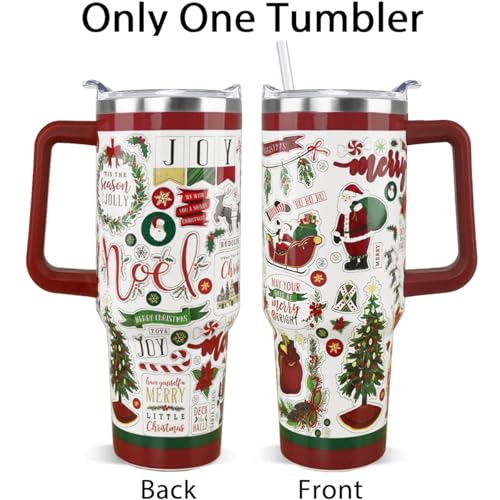 Rcvlauf Christmas Tumbler 40oz Nutcracker Santa Reindeer Holiday Gift - Santa Variation