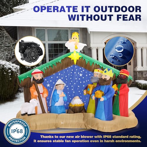 ZPISF 8 FT Christmas Inflatable Nativity Scene Outdoor Decor - Garden Yard Xmas