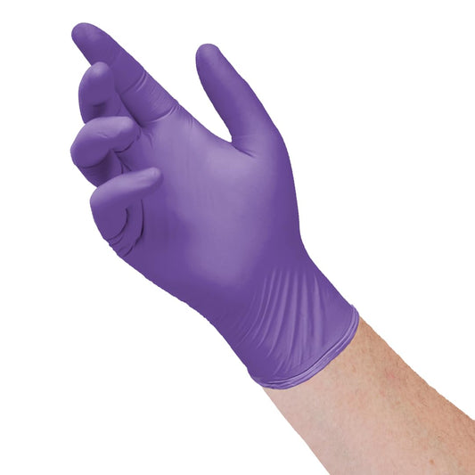 HALYARD Purple Nitrile Exam Gloves, Sterile Pairs, Powder-Free, 5.9 mil, 9.5 Inches, Purple, Large, 55093 (Box of 100)