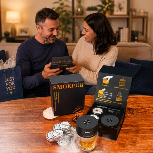 Electric Whiskey Smoker Kit with 6 Wood Chips - Cocktail Infuser, USB Rechargeable, Flame-Free Smoking for Spirits & Food
