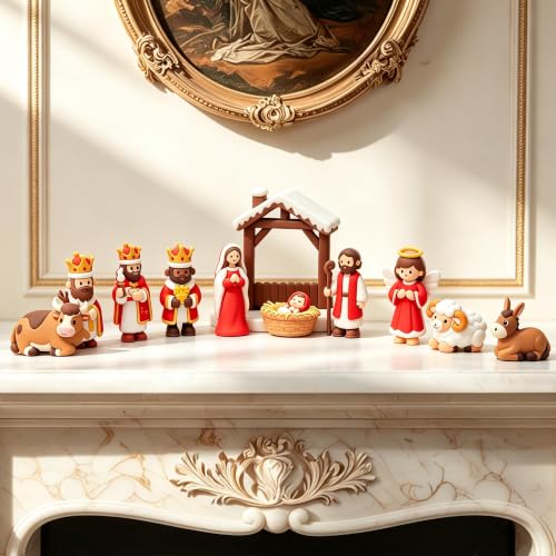 Nativity Scene Set 11 Mini Figurines Holy Family Christmas Display