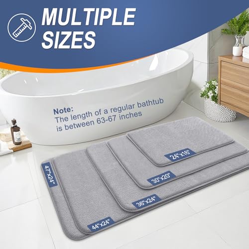 OLANLY Grey Rectangular Memory Foam Bathroom Rug 36x24 - Soft Absorbent Bath Mat