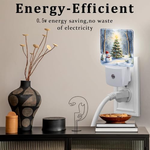 Sndheke Christmas Snowman Night Light Plug-in Dusk to Dawn - Color34