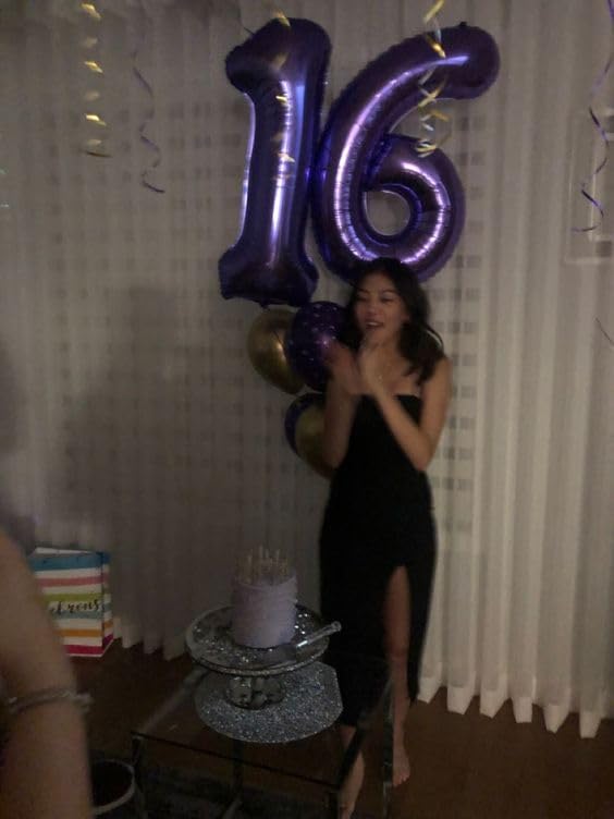 Purple Number 18 Balloon 40 inch, 18 Number Balloons, 18th Purple Birthday Decorations, 18 Year Old Girls Boys Party Supplies