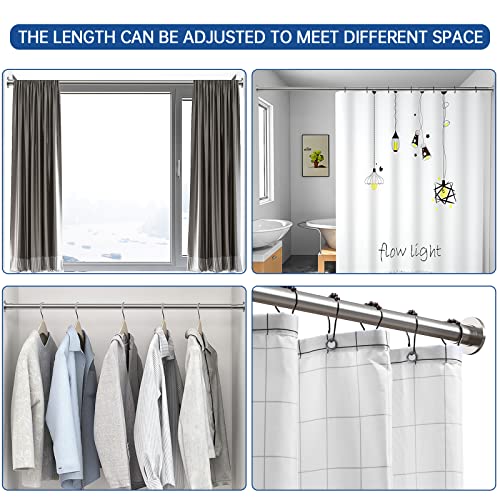 Adjustable Rustproof Shower Curtain Rod - Brushed Nickel 43-72 Inch Tension Tension Rod for Bathroom & Window