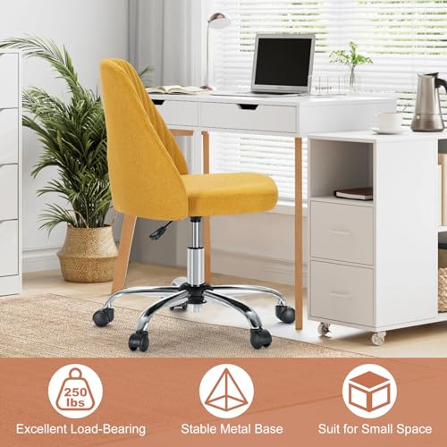 DUMOS Armless Office Desk Chair - Dark Yellow Vanity & Computer Chair