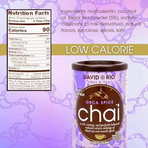 Orca Spice Low Calorie Chai Tea Latte Mix - 48 Oz Organic Black Tea & Spices - Sugar Free, Pack of 1