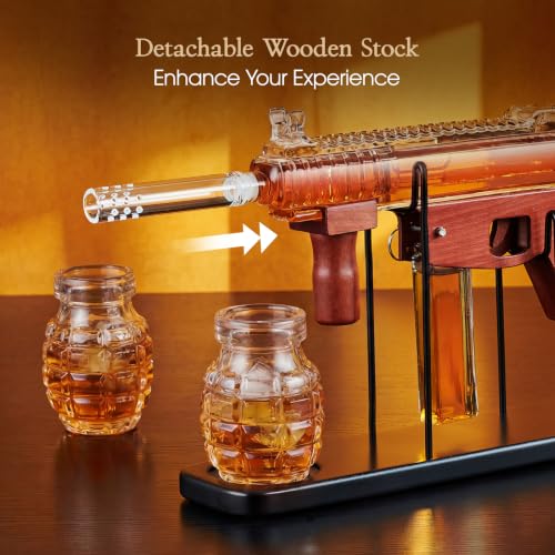 Kollea Transparent Cool Whiskey Decanter Gift Set with Grenade Glasses