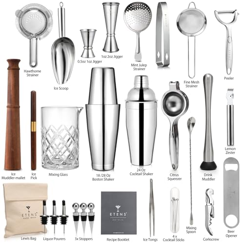 Professional 33-Piece Bar Tool Set with Cocktail Shaker and Accessories