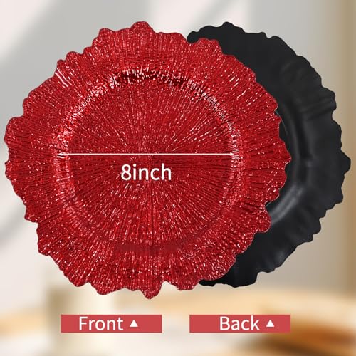REWOMC 50 Pcs Red Reef Charger Plates 13 Inch Bulk Decorative Dinnerware