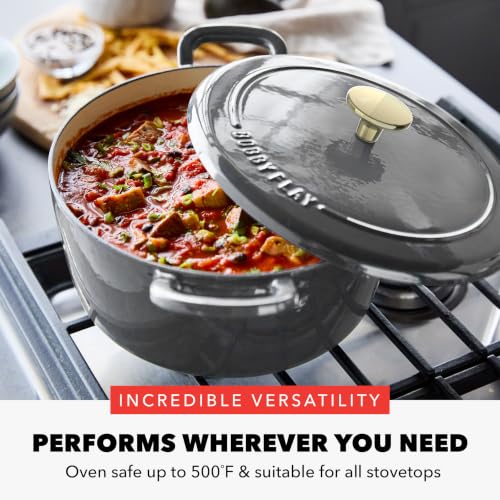 GreenPan x Bobby Flay 5.5QT Enameled Cast Iron Dutch Oven Slate Gray - Versatile Cookware with Removable Knob