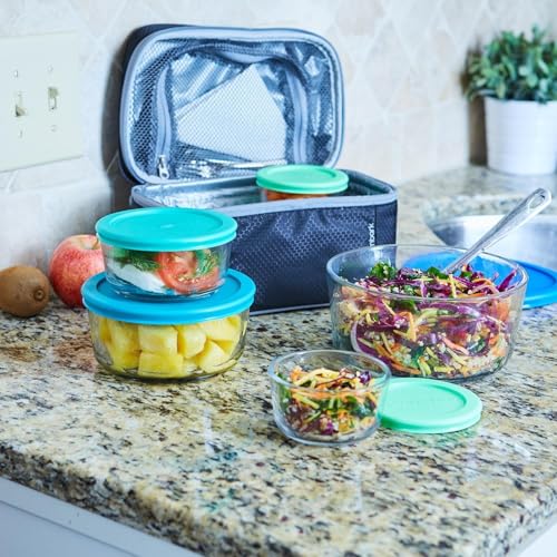 Glass Food Storage Containers Set - 26 Pieces with Blue Lids - Microwave & Dishwasher Safe - Space Saving Organization - Anchor Hocking, Mixed Blue