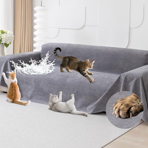 Cat Scratch Proof Sofa Cover Waterproof Furniture Protector Grey 134x71