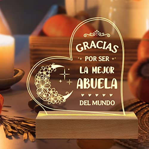 Abuela Gifts Christmas, Birthday Gifts for Grandma in Spanish, Regalos para Abuela Engraved Acrylic Night Light, Spanish Grandma Birthday Gifts, Mothers Day Gifts for Abuela from Grandchildren