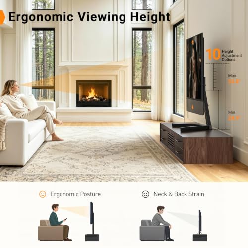 42-90 Inch Swivel TV Stand with Power Outlet & Height Adjustment