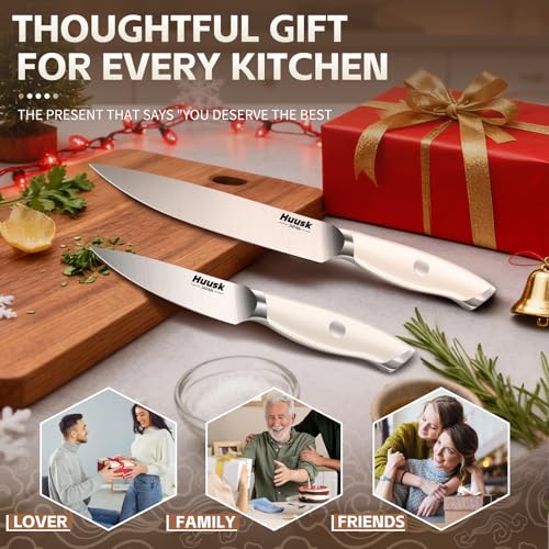 Huusk Paring Knife Set - Razor Sharp 5-Inch Utility & 3.5-Inch Fruit Peeling Knives