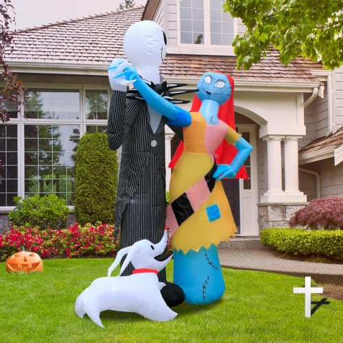 6Ft Inflatable Halloween Skeleton Couple & Dog Yard Decoration with LED Lights