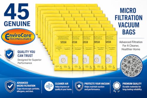 45 Micro Filtration Vacuum Bags for Kenmore & Panasonic Canisters - Multi-Layer Replacement