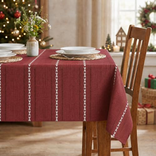 Horaldaily Red 60x120 Inch Rectangular Tablecloth - 100% Polyester, Holiday Home Decor