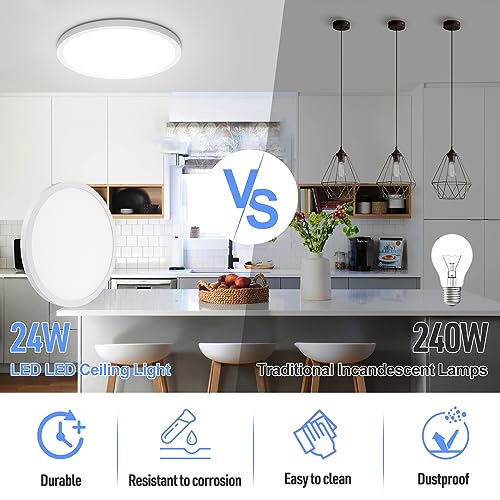 SunRider 4-Pack 12" LED Flush Mount Ceiling Light 5000K, 24W,