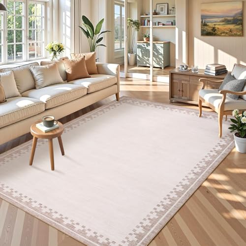 GarveeHome 8x10 Light Beige Cross Border Living Room Rug Non Slip Durable Carpet