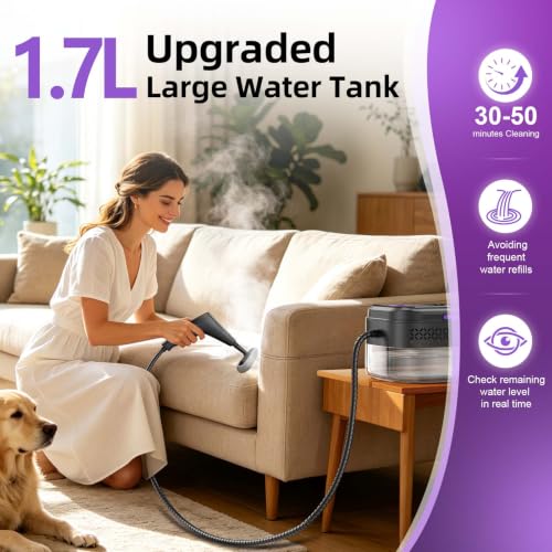 Handheld Steam Cleaner 248°F 9s Heat-Up with 19 Accessories for Home Cleaning