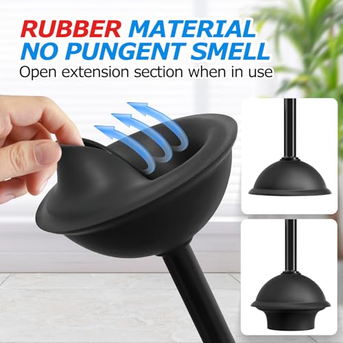 Black 3-Pack 2-in-1 Toilet Brush and Plunger Set with Extended Handle
