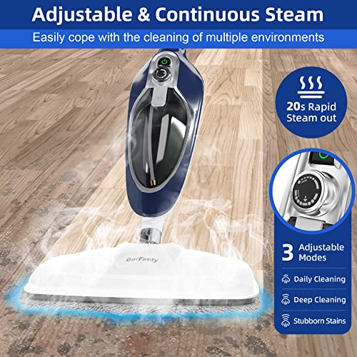 GorFanty 10-in-1 Steam Mop Floor Steamer - Blue, Multi-Surface & Carpet Cleaning