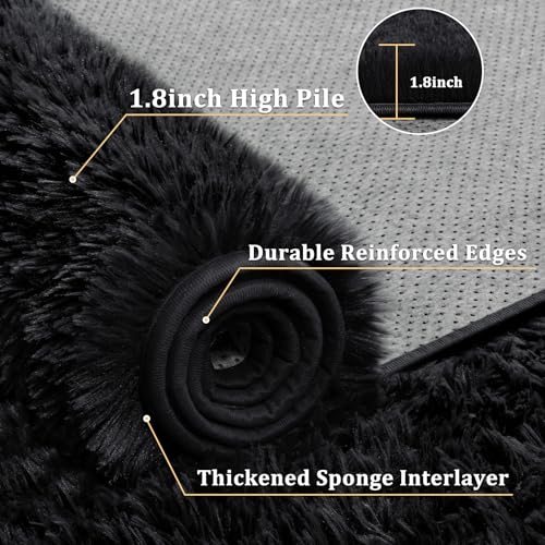 8x10 Black Shag Area Rug - Ultra Soft Fluffy Bedroom & Living Room Carpet - Variation of THIS listing