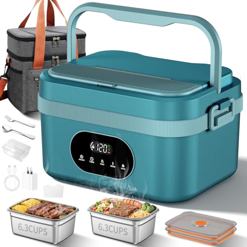 Mishelone Blue Cordless Heated Lunch Box with 5-Side Circulating Heating & Large Capacity