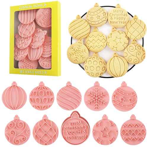 8 Piece Christmas Cookie Cutters Gingerbread Cookie Stamps Christmas Tree Shaped Cookie Stamps for Baking Cookies(8-Christmas K)