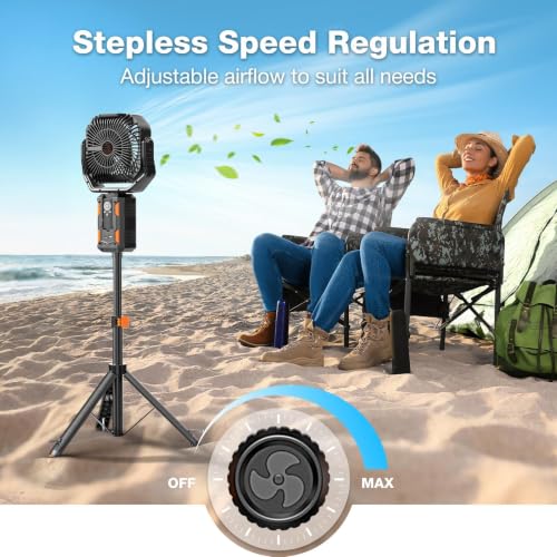OGERY Camping Fan, Portable Fan with Adjustable Height Stand,