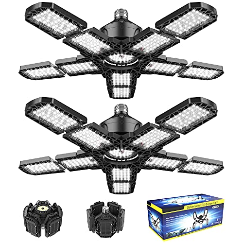 Nexillumi 180W 2-Pack LED Garage Lights Ceiling Deformable Panel Work Shop Attic Basement