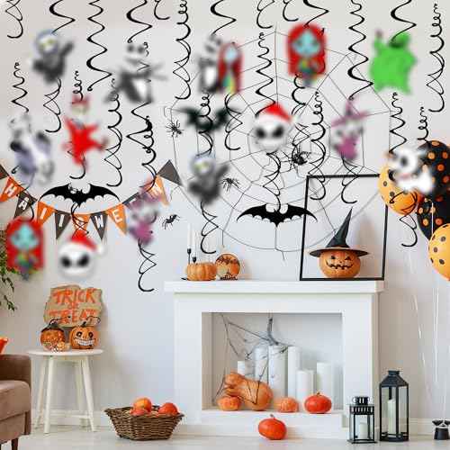 36PCS Halloween Christmas Hanging Swirls Decorations - NO DIY - Halloween Christmas Hanging Streamers for Classroom Ceiling Office Indoor Outdoor Halloween Birthday Party Decorations Supplies