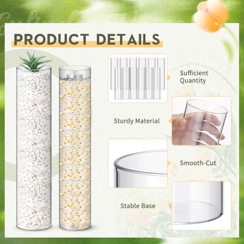 Nuogo 12-Pack Clear Acrylic Cylinder Vases 16 Inch Wedding Centerpieces